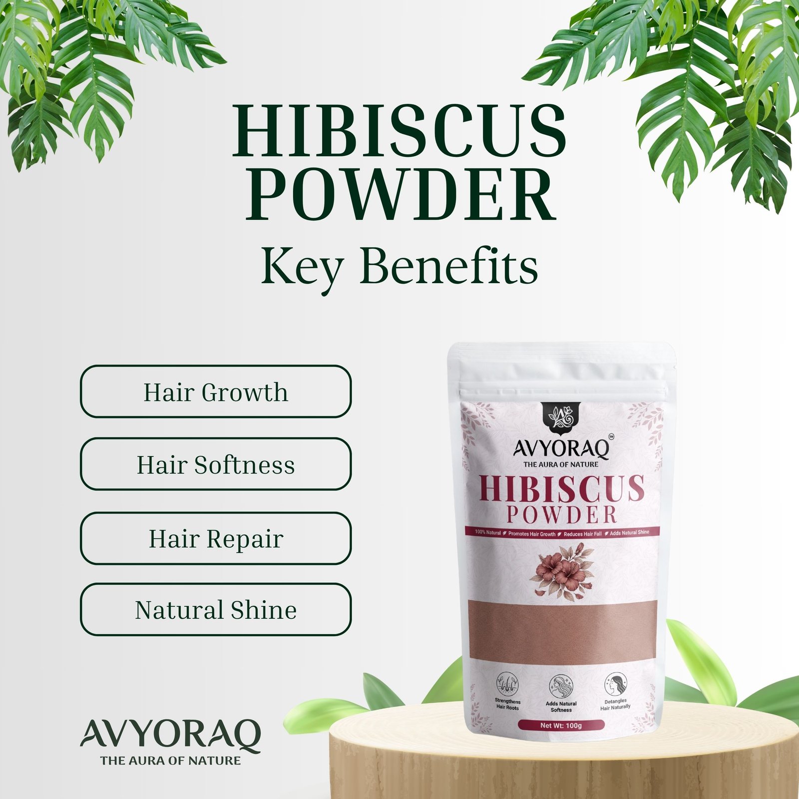 Avyoraq Hibiscus Powder for Hair Nourishment & Shine – 100g - Image 2