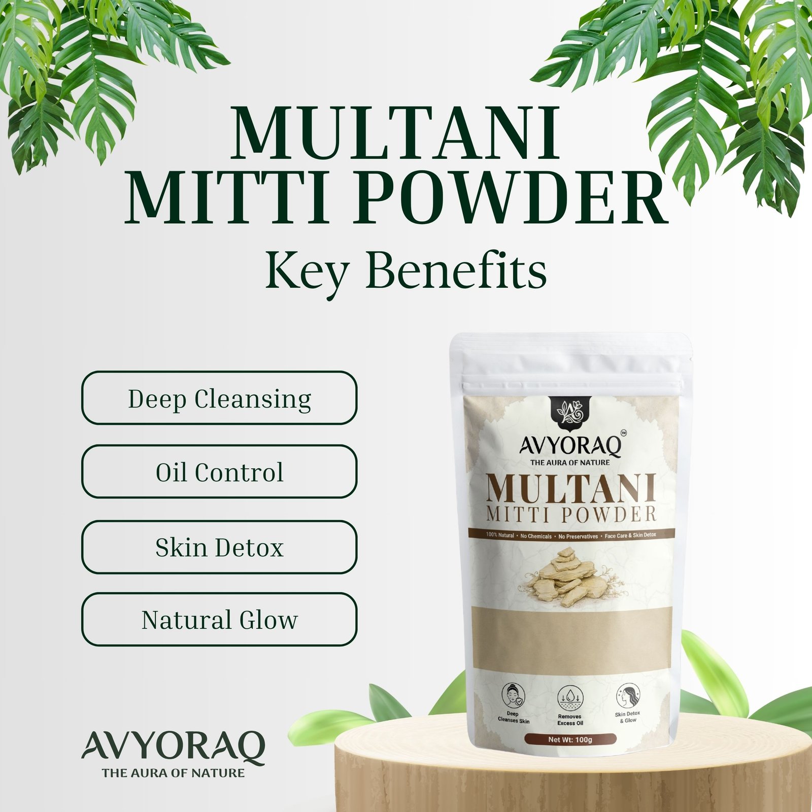 Avyoraq Multani Mitti Powder for Oil Control & Face Care – 100g - Image 2