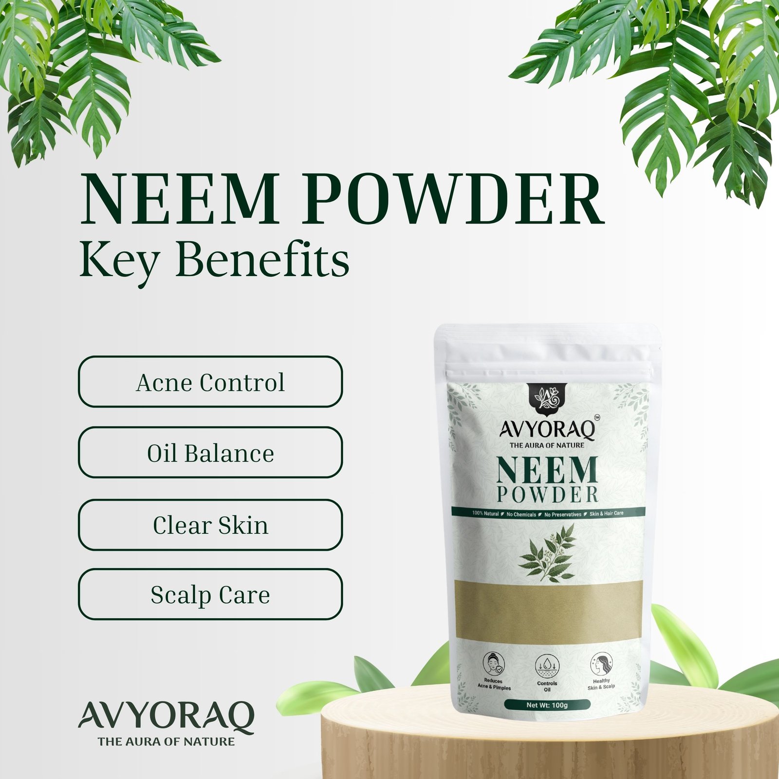 Avyoraq Neem Powder for Clear Skin & Hair Care – 100g - Image 2