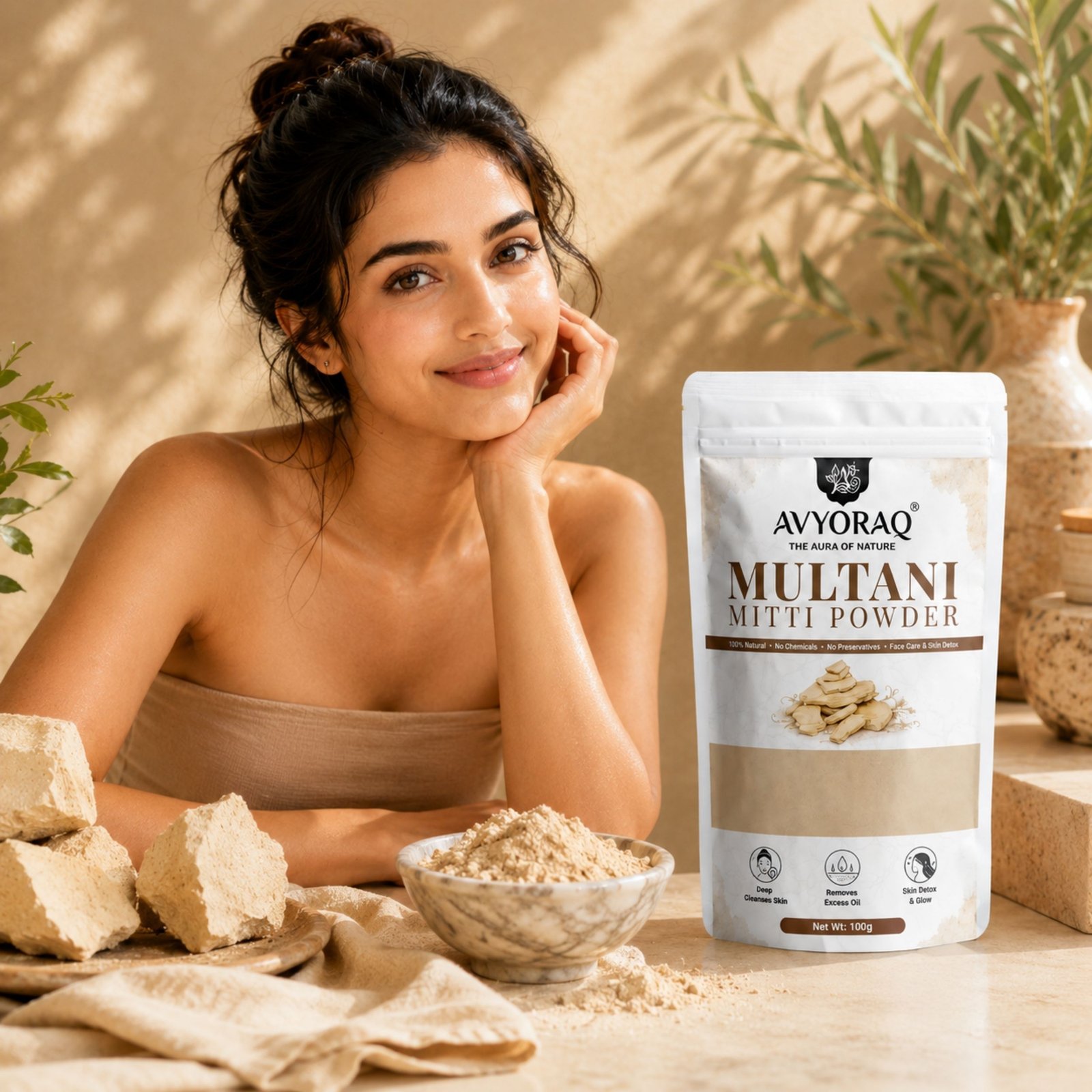 Avyoraq Multani Mitti Powder for Oil Control & Face Care – 100g - Image 5