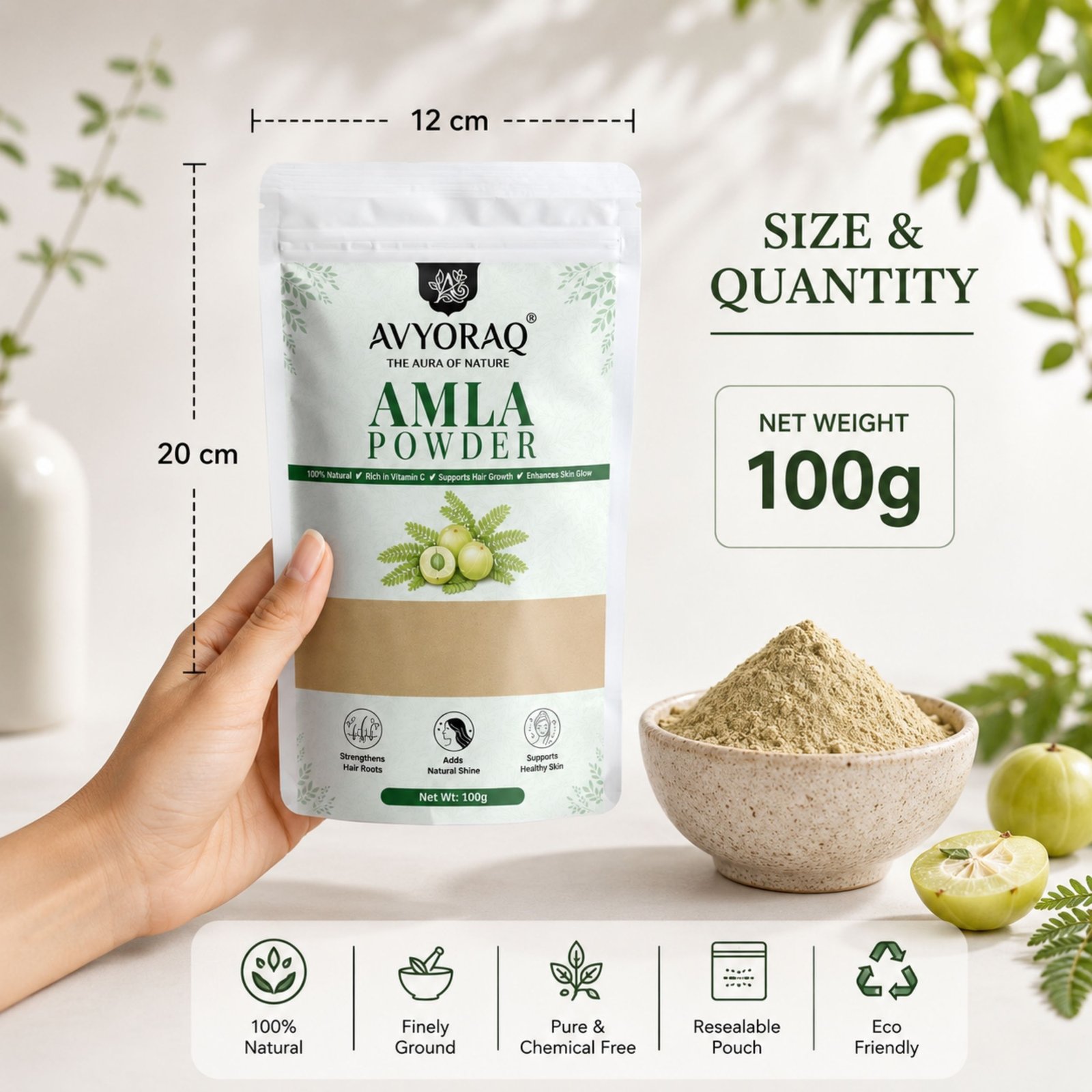 Avyoraq Amla Powder for Healthy Hair & Scalp Care – 100g - Image 8