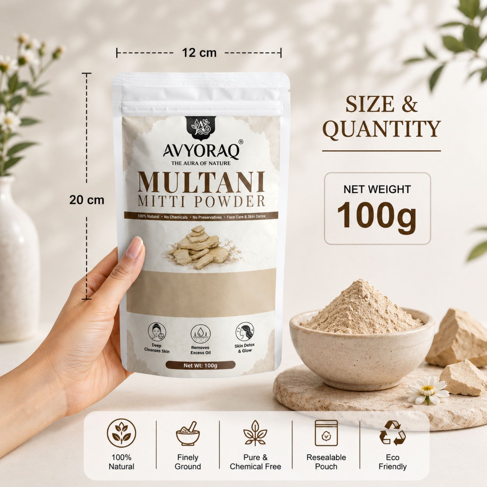Avyoraq Multani Mitti Powder for Oil Control & Face Care – 100g - Image 7