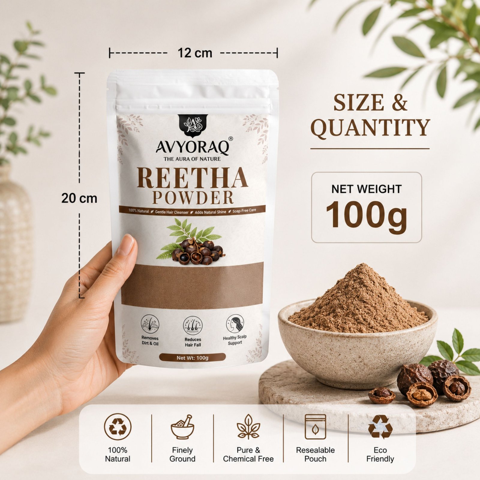 Avyoraq Reetha Powder for Natural Hair Cleansing – 100g - Image 7