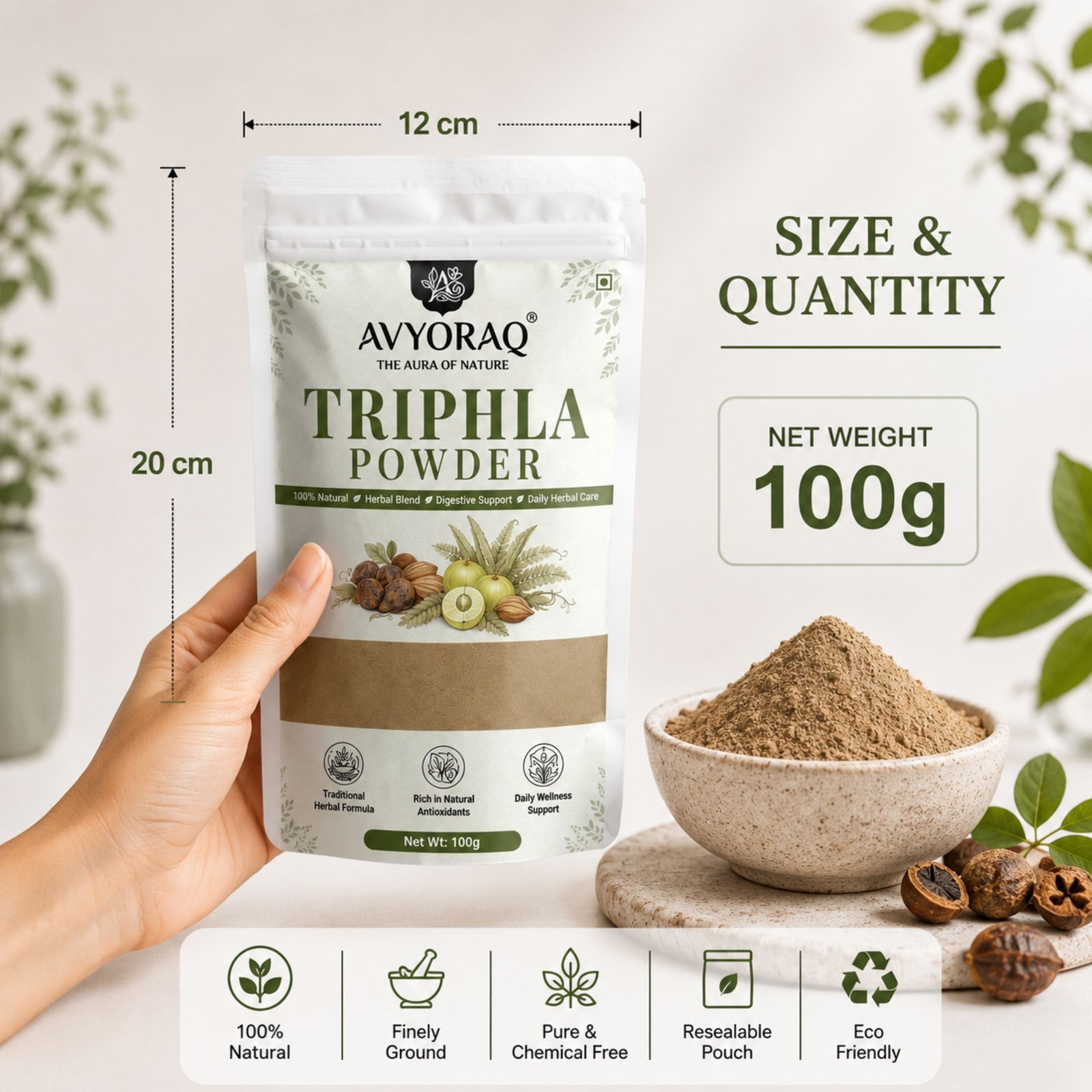 Avyoraq Triphala Powder for Daily Wellness & Self-Care – 100g - Image 9